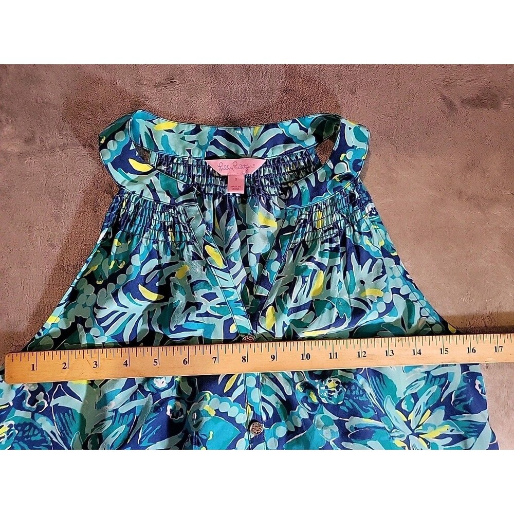 EUC Lilly Pulitzer Silk Blouse Womens Small Muticolor Button Up - Picture 4 of 9